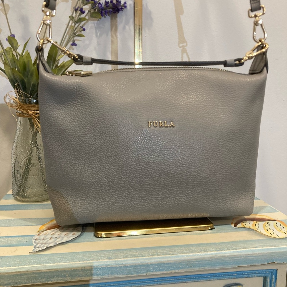 Furla Sophie Gray Leather Shoulder Handbag